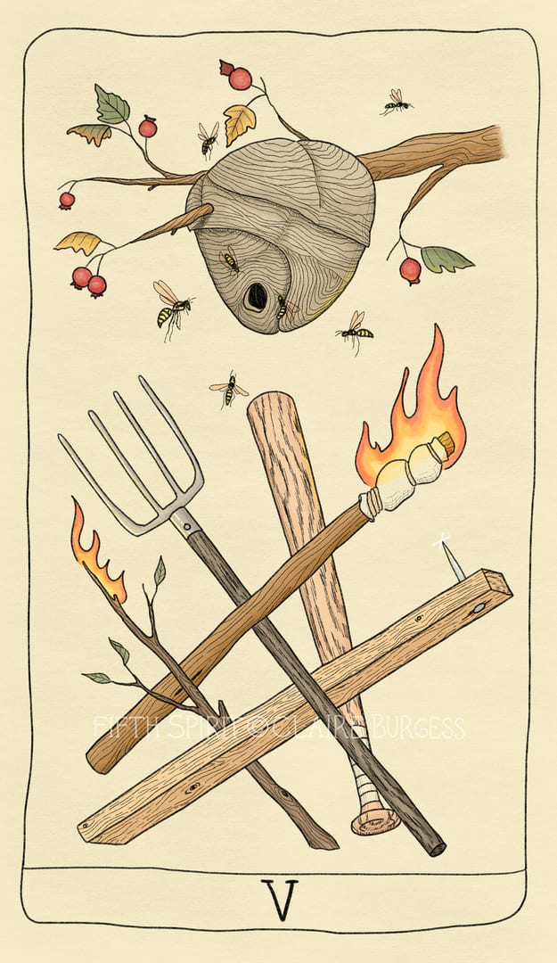 Пятёрка жезлов — Fifth Spirit Tarot