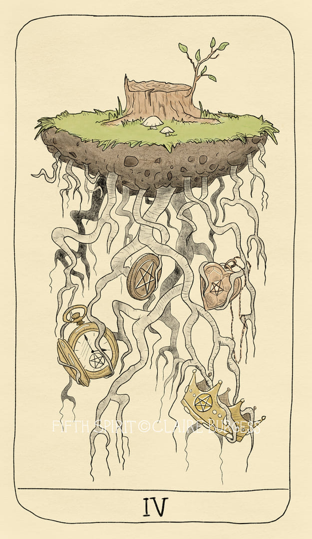 Четверка пентаклей — Fifth Spirit Tarot
