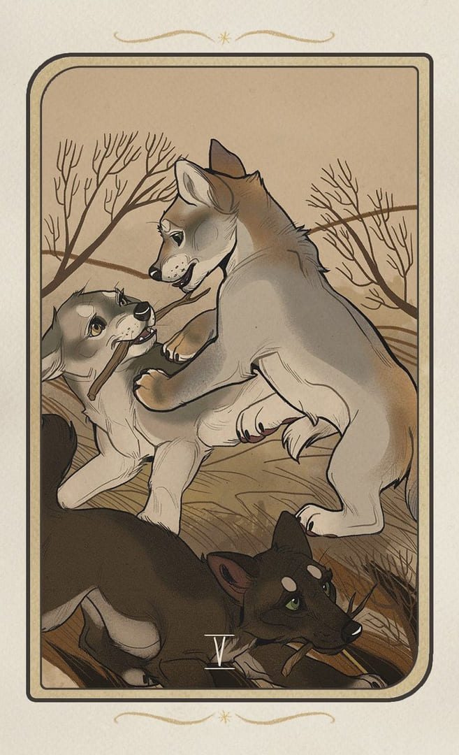 Пятёрка жезлов — Таро Забытых Легенд