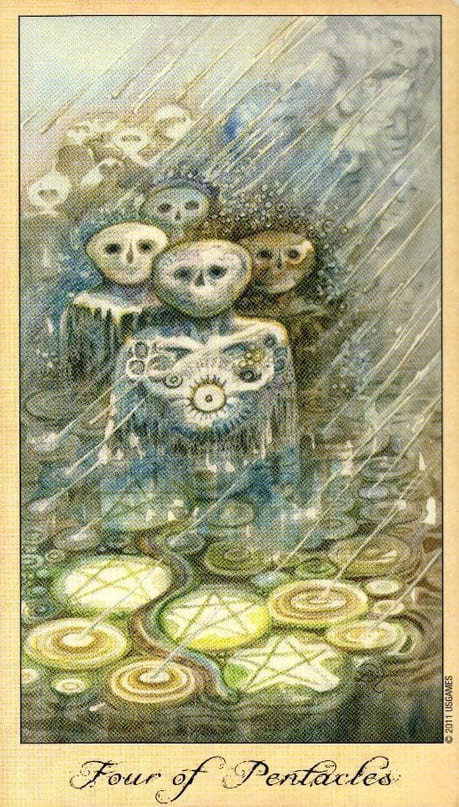 Четверка пентаклей — Таро Призраков и Духов