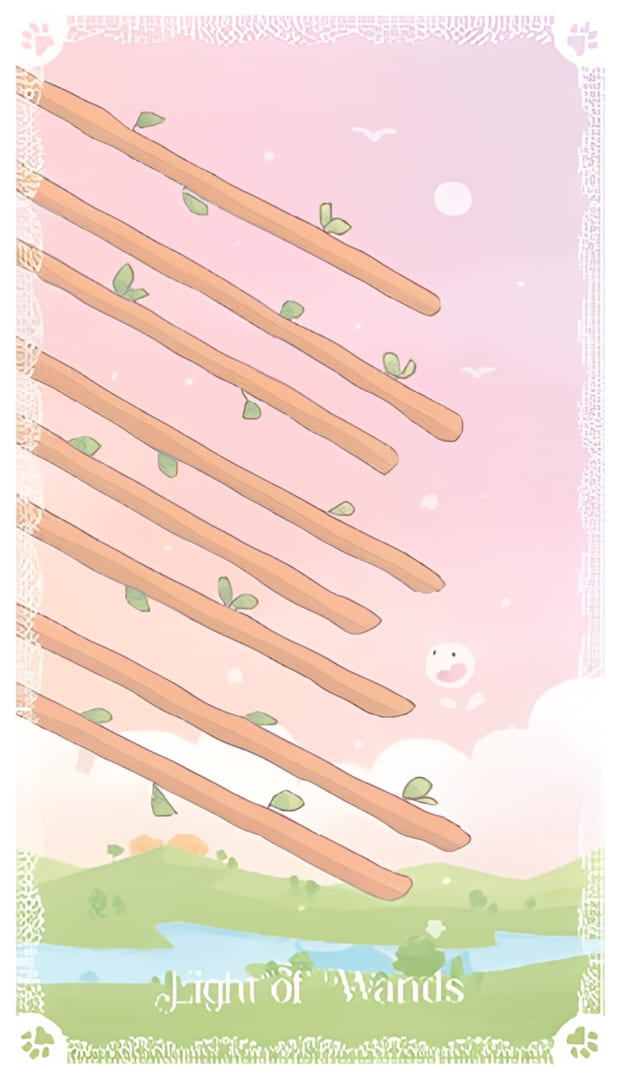 Восьмёрка жезлов — Kittycorn Tarot