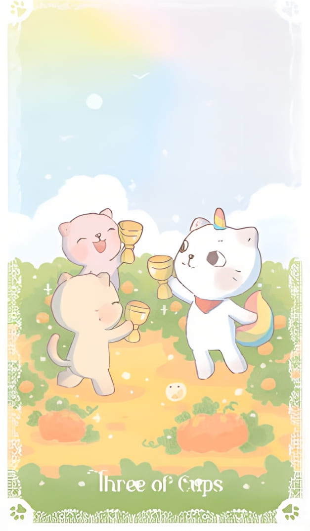 Тройка чаш — Kittycorn Tarot