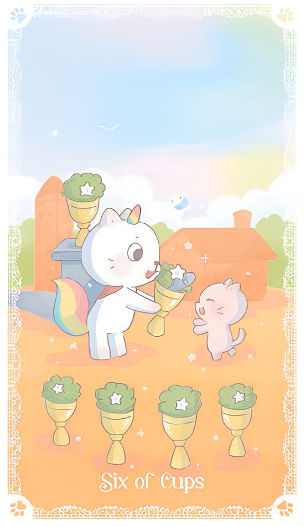 Шестёрка чаш — Kittycorn Tarot