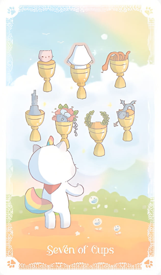 Семёрка чаш — Kittycorn Tarot