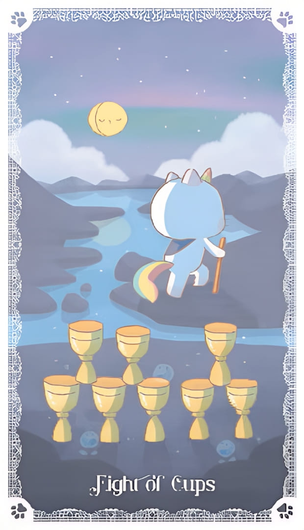 Восьмёрка чаш — Kittycorn Tarot