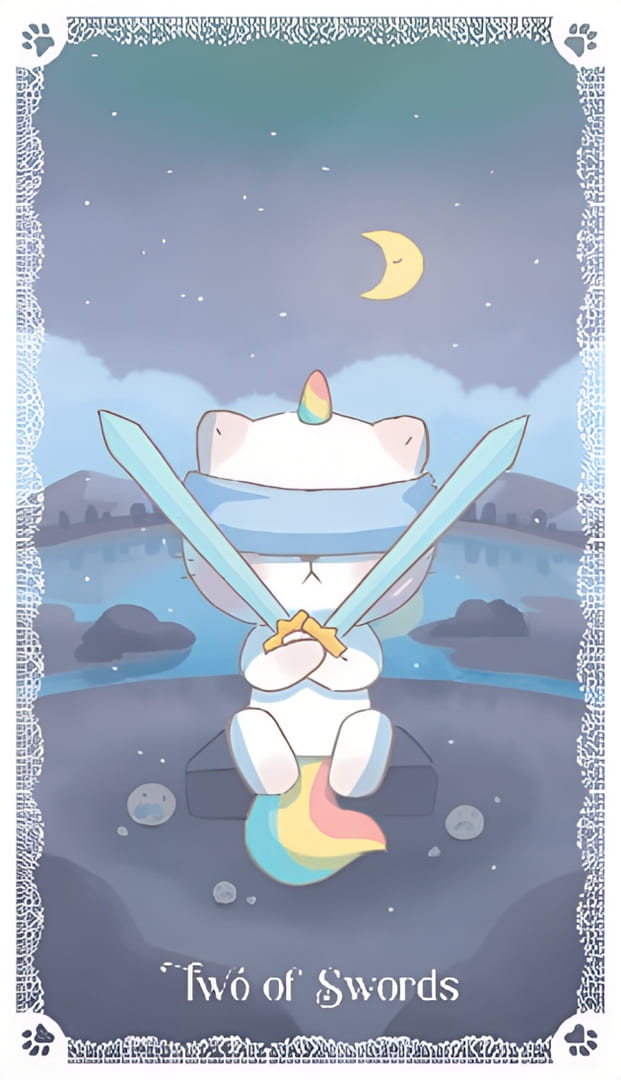 Двойка мечей — Kittycorn Tarot