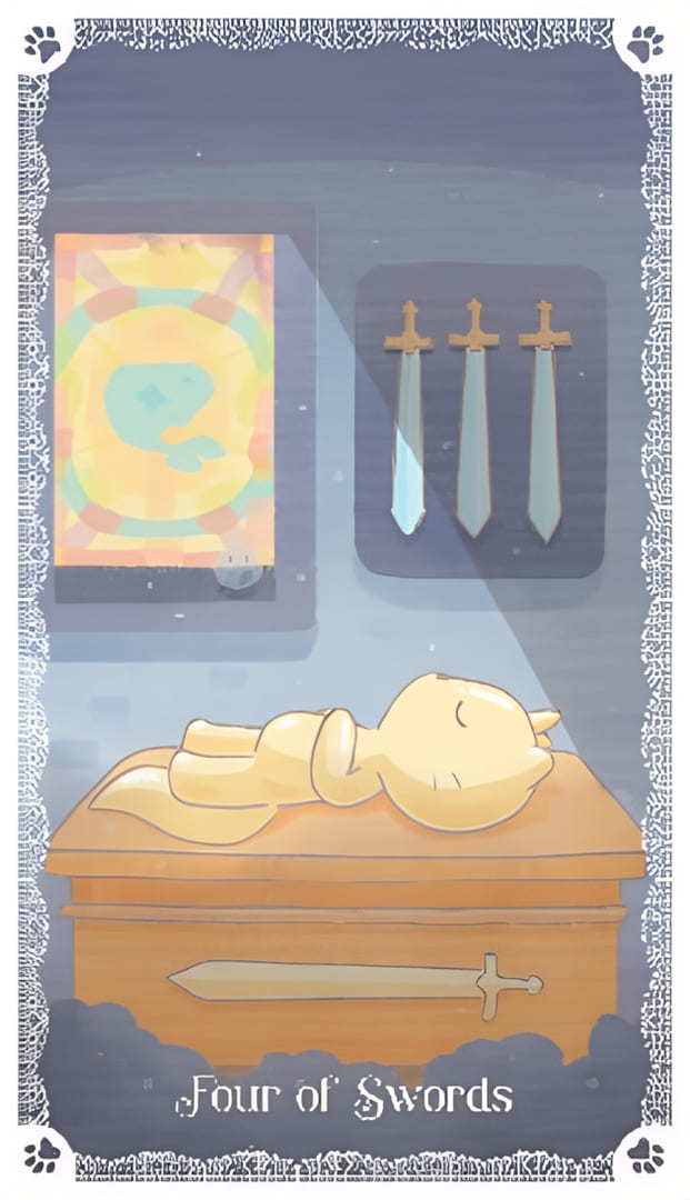 Четверка мечей — Kittycorn Tarot