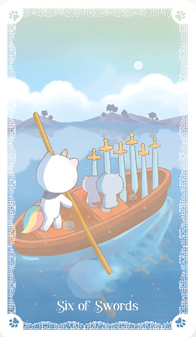 Шестёрка мечей — Kittycorn Tarot