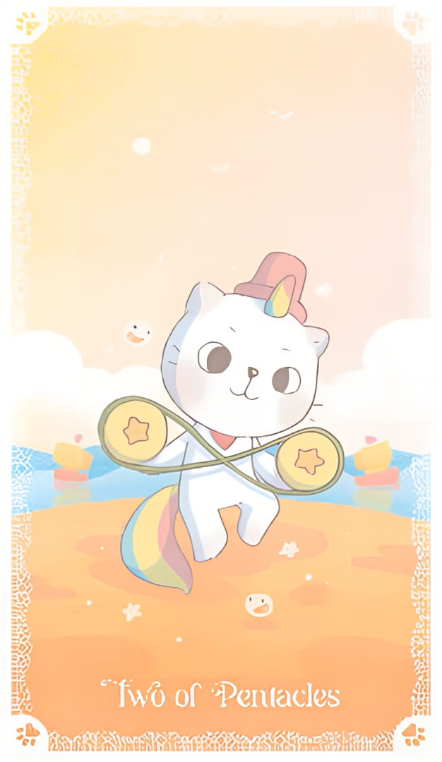 Двойка пентаклей — Kittycorn Tarot