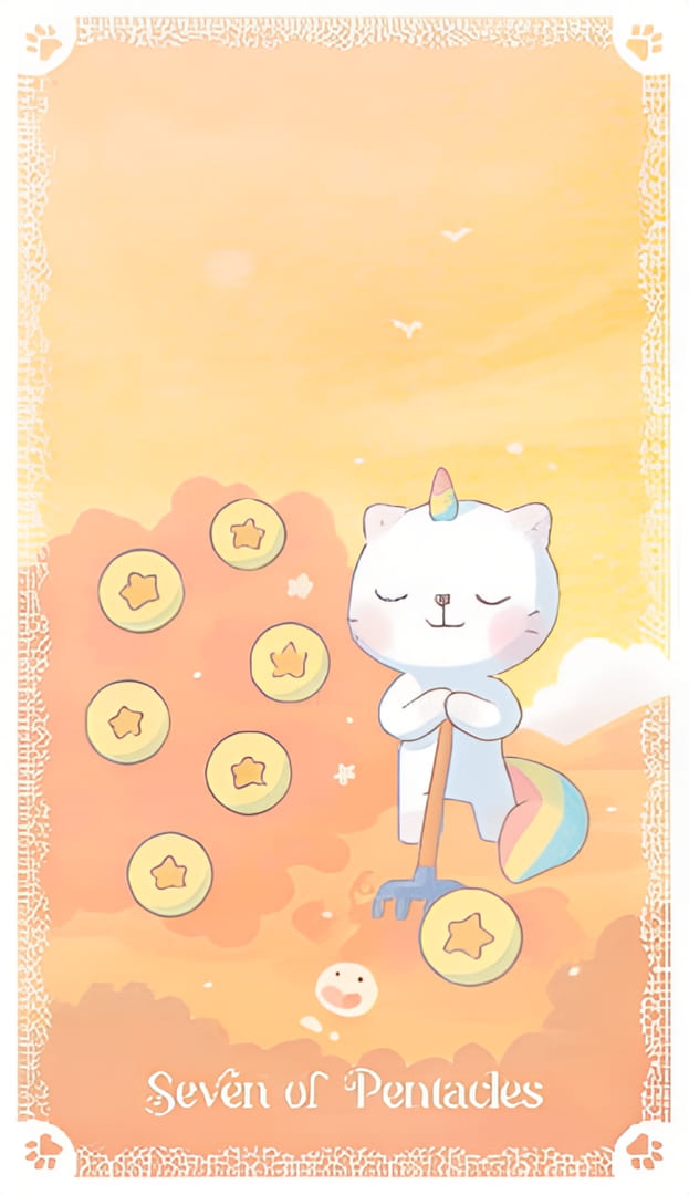 Семёрка пентаклей — Kittycorn Tarot