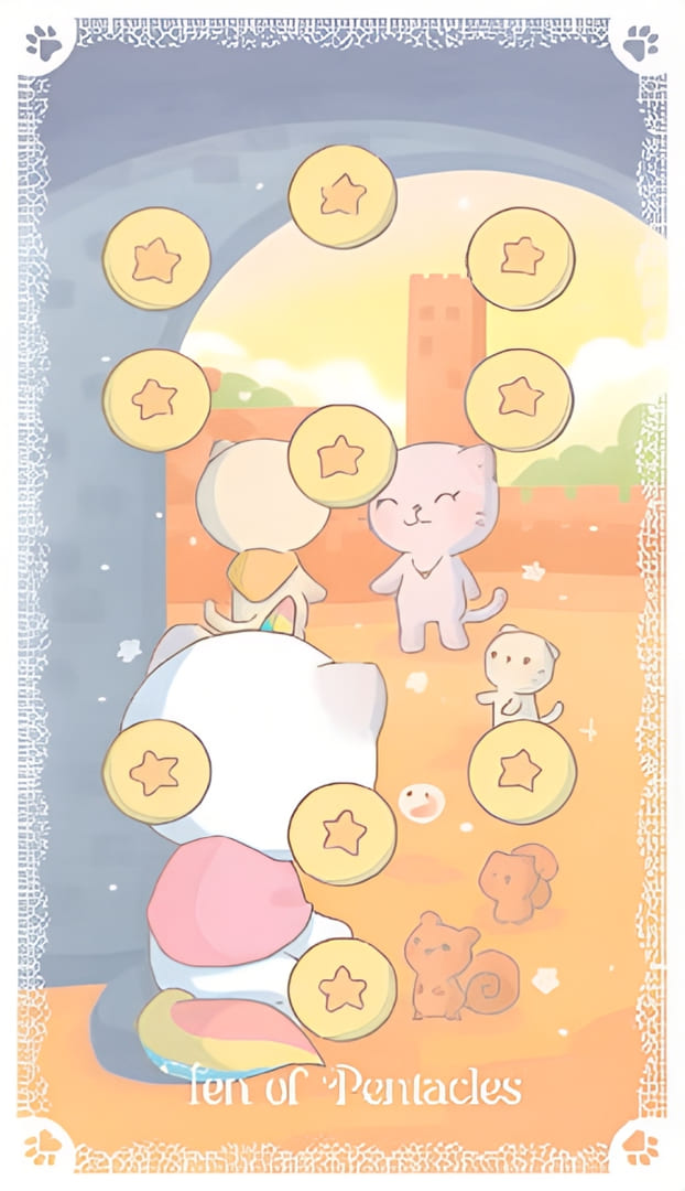 Десятка пентаклей — Kittycorn Tarot