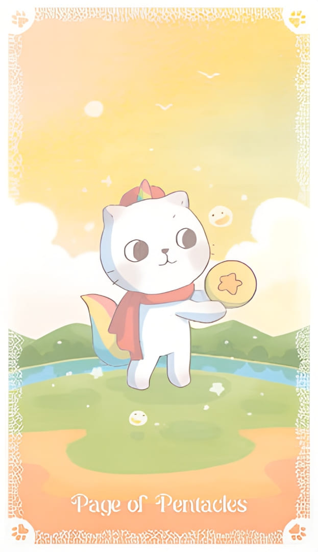 Паж пентаклей — Kittycorn Tarot