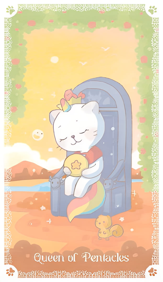 Королева пентаклей — Kittycorn Tarot
