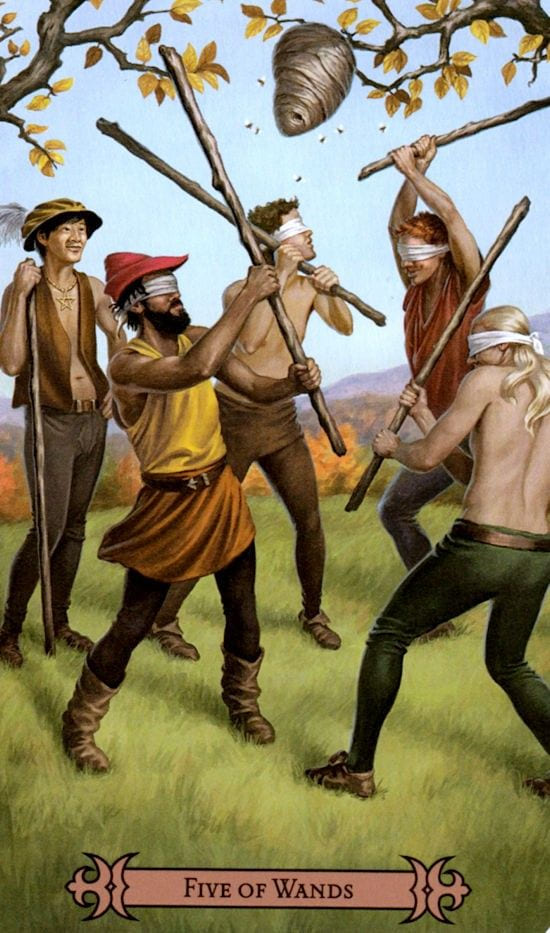 Пятёрка жезлов — Таро Современного Заклинателя