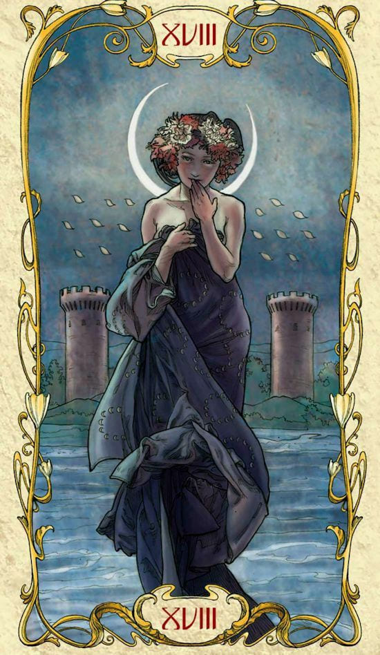 Луна — Таро Альфонса Мухи