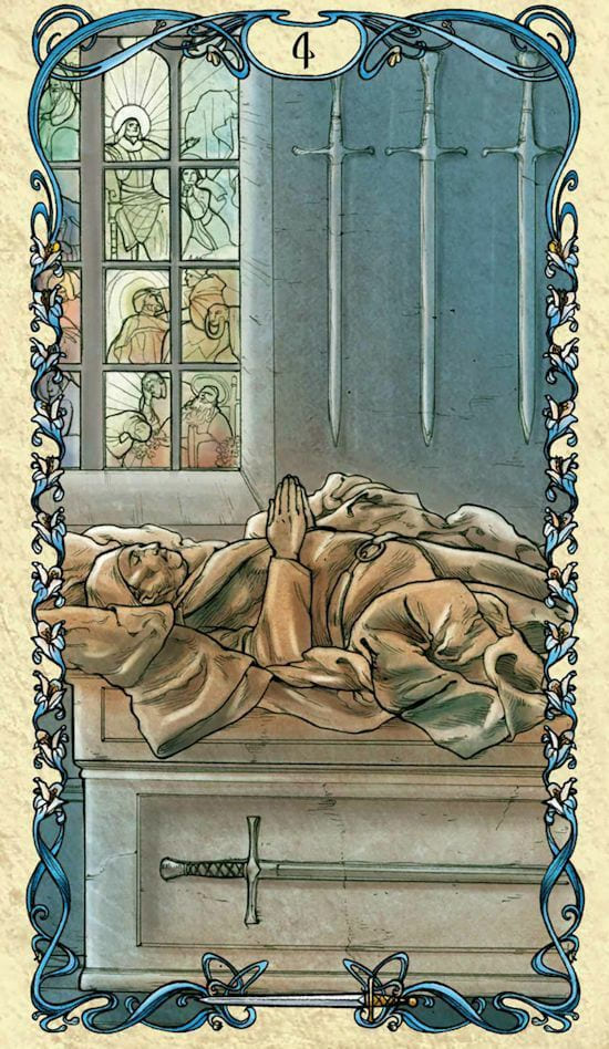 Четверка мечей — Таро Альфонса Мухи