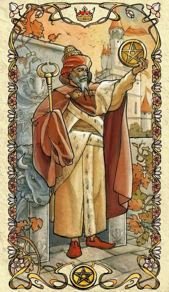 Король пентаклей — Таро Альфонса Мухи