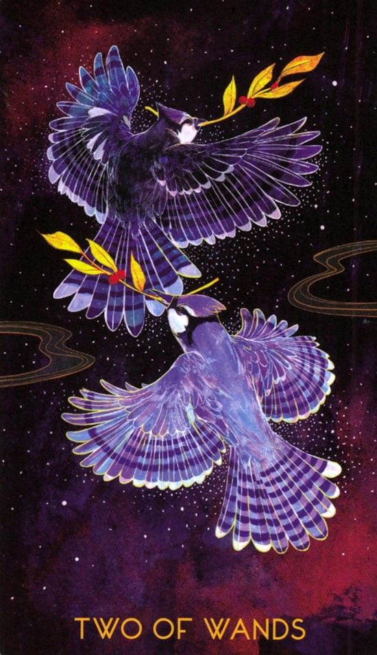 Двойка жезлов — Oriens Animal Tarot