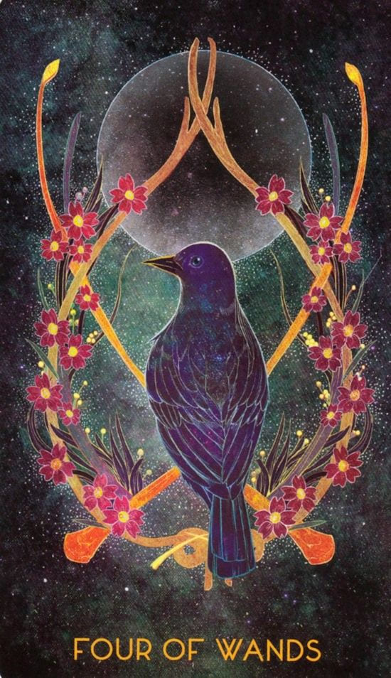 Четверка жезлов — Oriens Animal Tarot