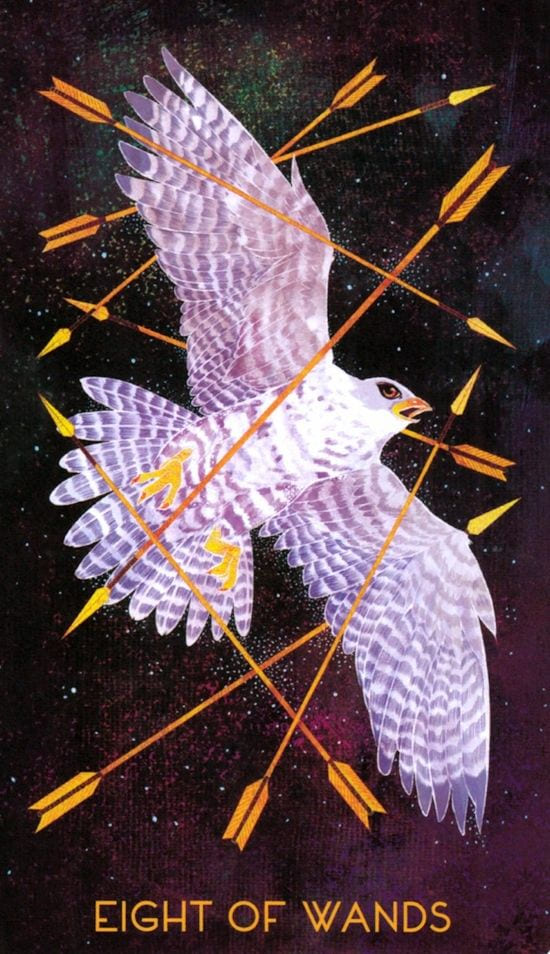 Восьмёрка жезлов — Oriens Animal Tarot