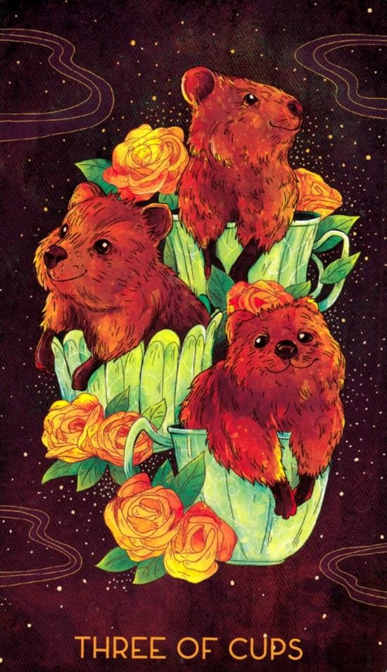 Тройка чаш — Oriens Animal Tarot