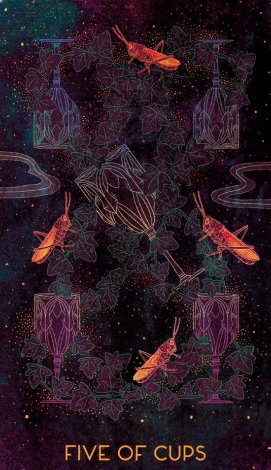 Пятёрка чаш — Oriens Animal Tarot