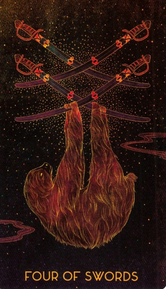 Четверка мечей — Oriens Animal Tarot
