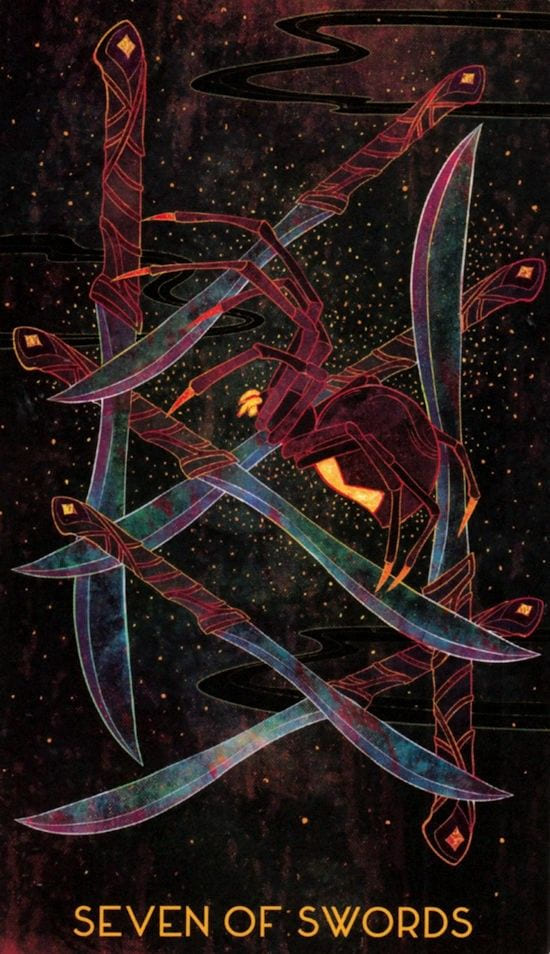 Семёрка мечей — Oriens Animal Tarot