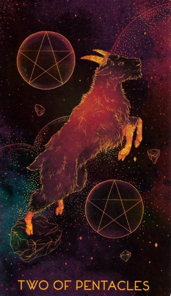 Двойка пентаклей — Oriens Animal Tarot