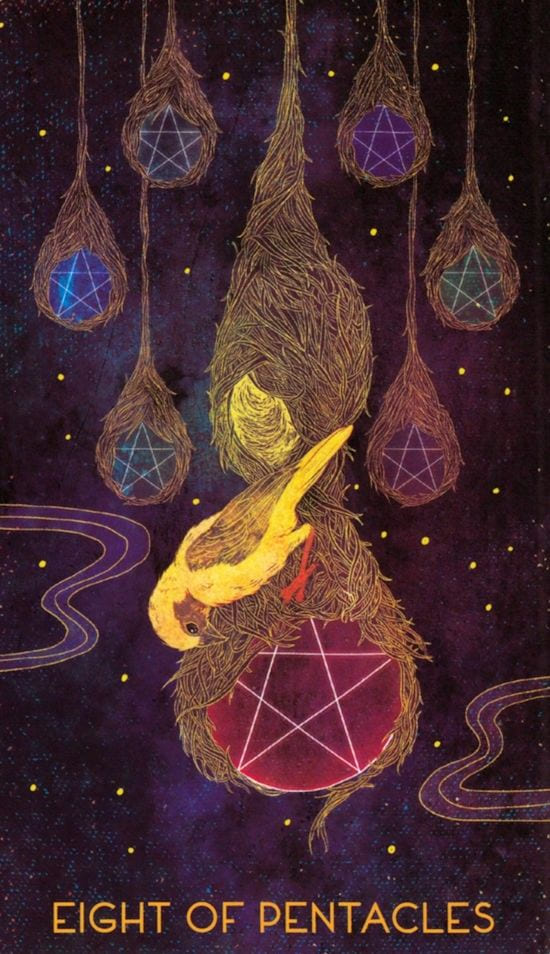 Восьмёрка пентаклей — Oriens Animal Tarot