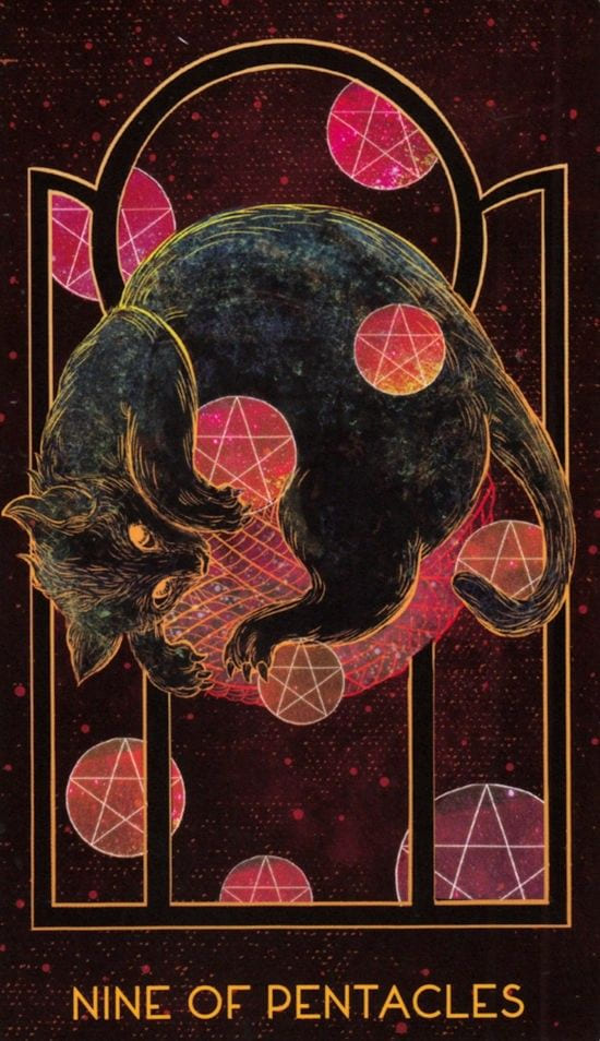 Девятка пентаклей — Oriens Animal Tarot