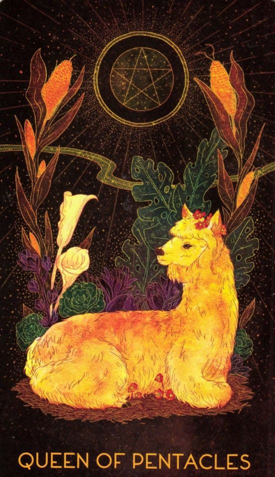 Королева пентаклей — Oriens Animal Tarot
