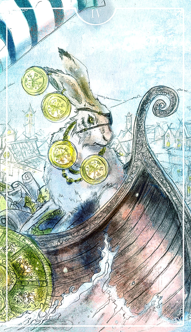 Четверка пентаклей — Таро Остары