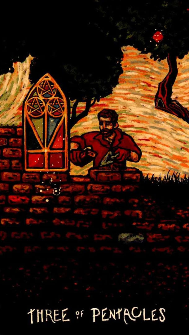 Тройка пентаклей — Prisma Visions Tarot