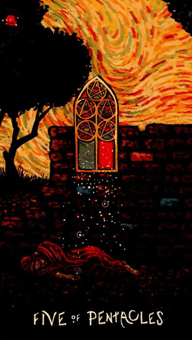 Пятёрка пентаклей — Prisma Visions Tarot