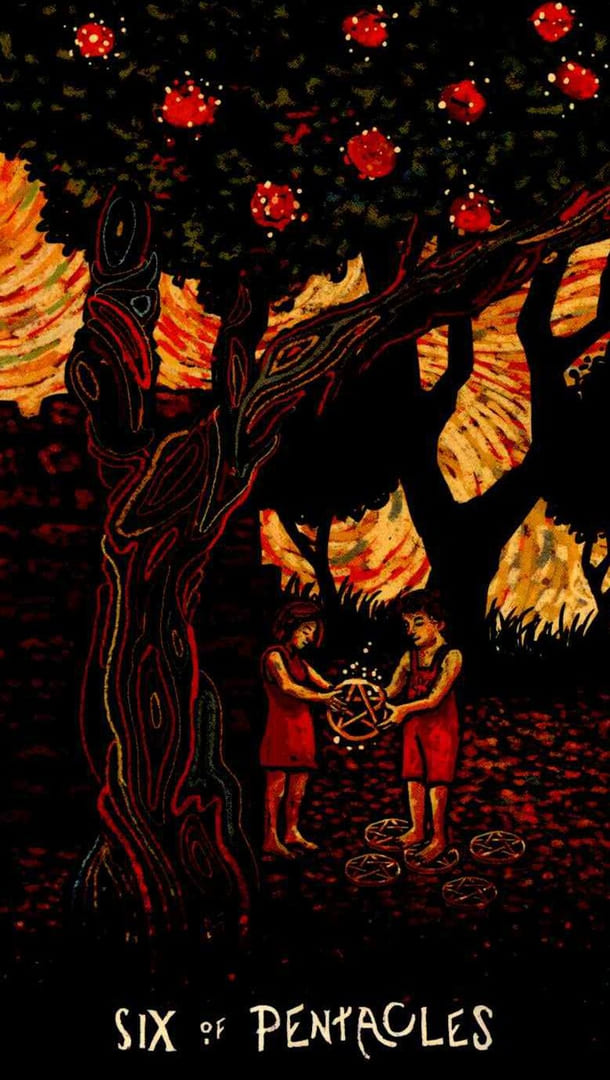 Шестёрка пентаклей — Prisma Visions Tarot