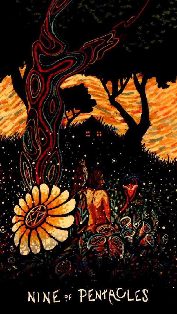 Девятка пентаклей — Prisma Visions Tarot