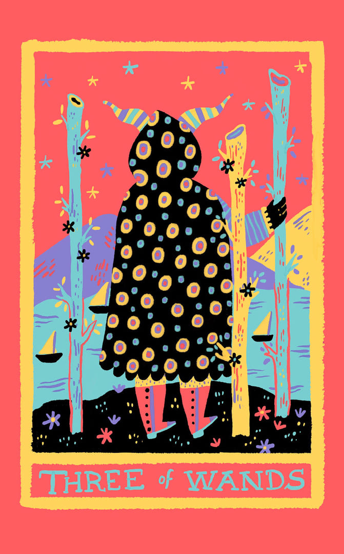 Тройка жезлов — Rainbow Tarot