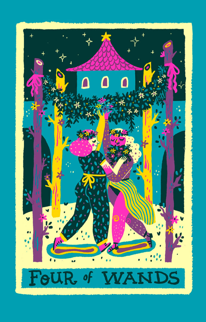 Четверка жезлов — Rainbow Tarot