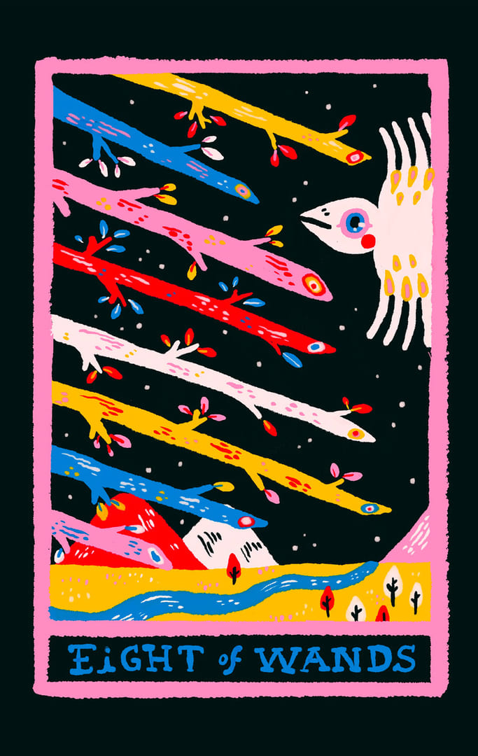 Восьмёрка жезлов — Rainbow Tarot
