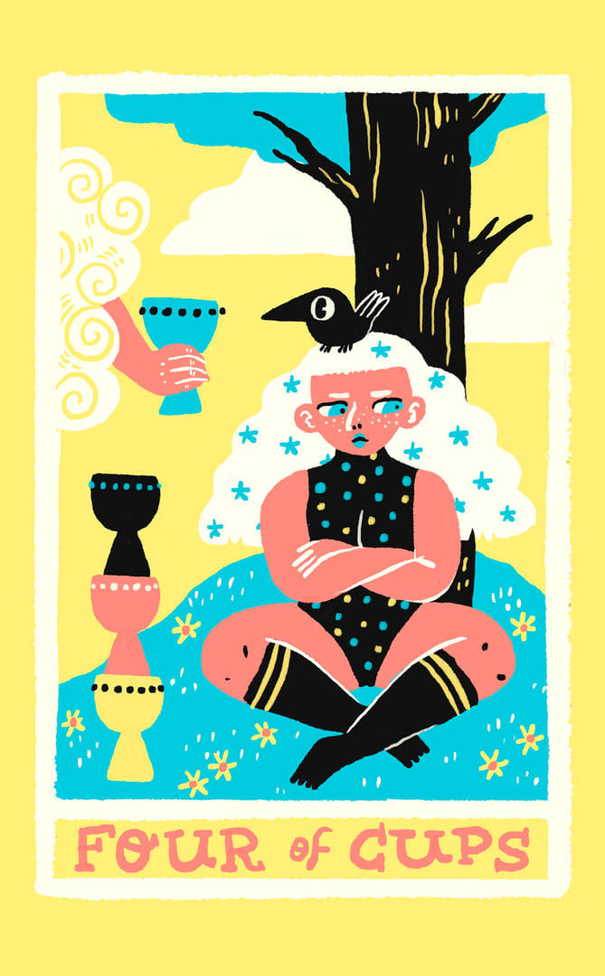 Четверка чаш — Rainbow Tarot