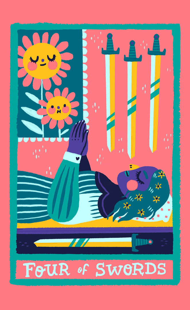 Четверка мечей — Rainbow Tarot