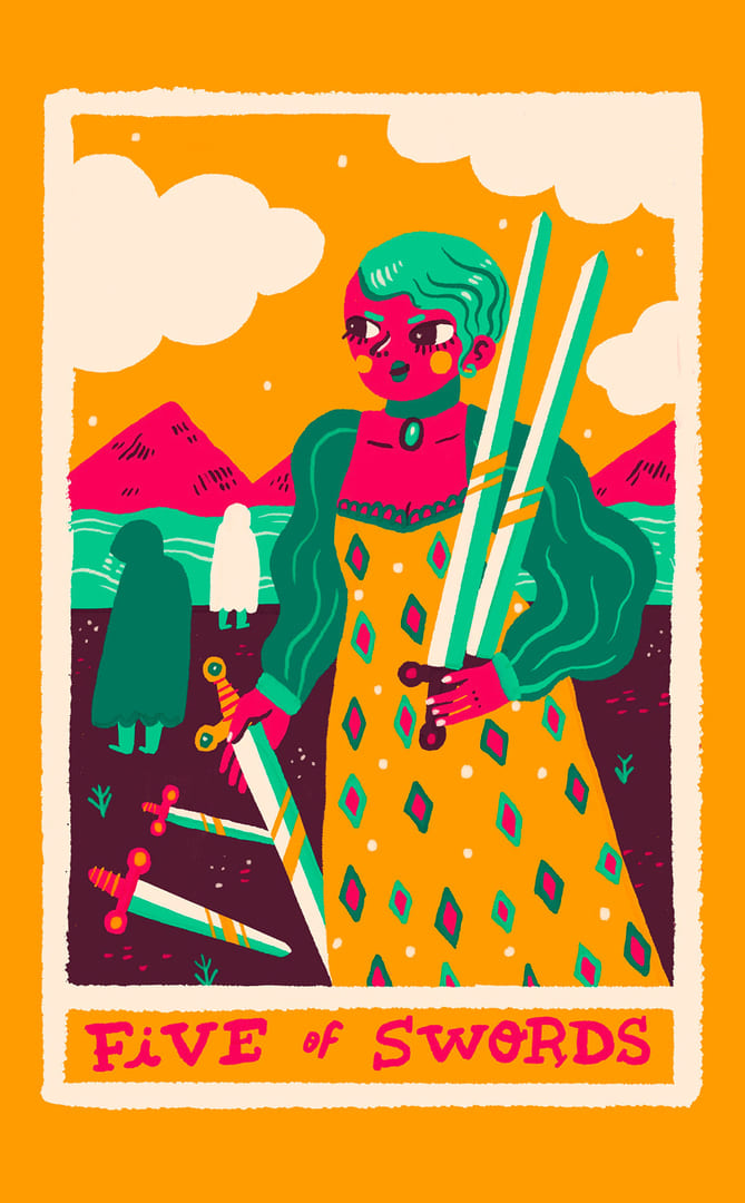 Пятёрка мечей — Rainbow Tarot