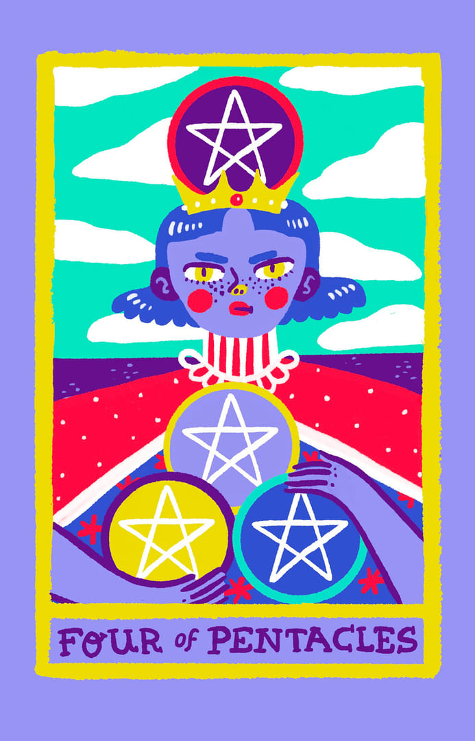 Четверка пентаклей — Rainbow Tarot
