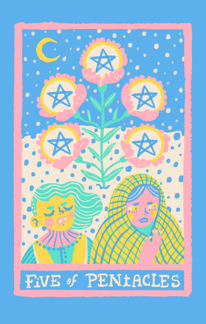 Пятёрка пентаклей — Rainbow Tarot