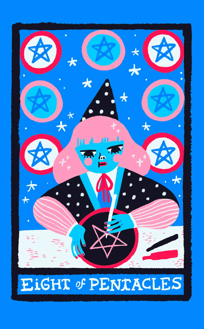Восьмёрка пентаклей — Rainbow Tarot