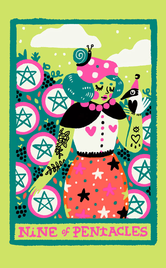 Девятка пентаклей — Rainbow Tarot