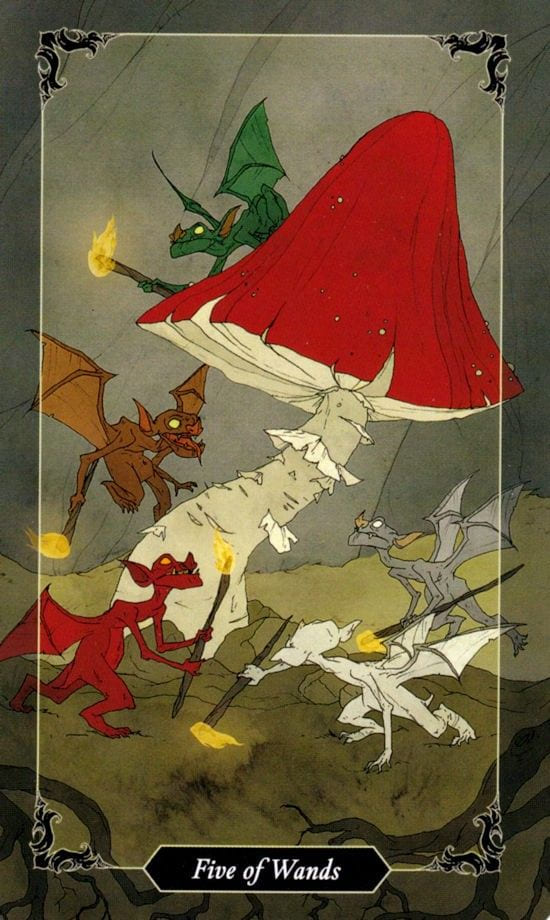 Пятёрка жезлов — Таро Тёмного леса