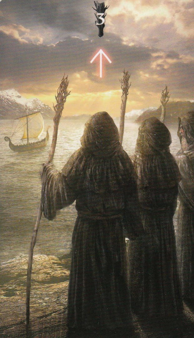 Тройка жезлов — Руническое Таро