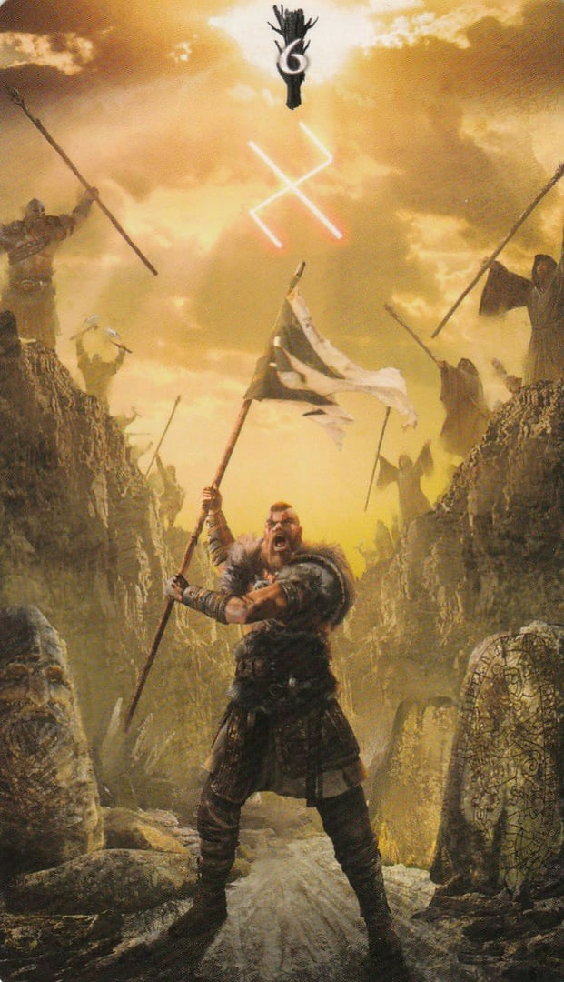 Шестёрка жезлов — Руническое Таро